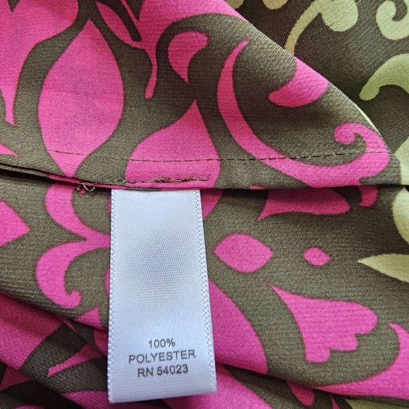 NWOT Banana Republic Fuchsia Olive Two Tone Floral Blouse - Picture 3 of 4
